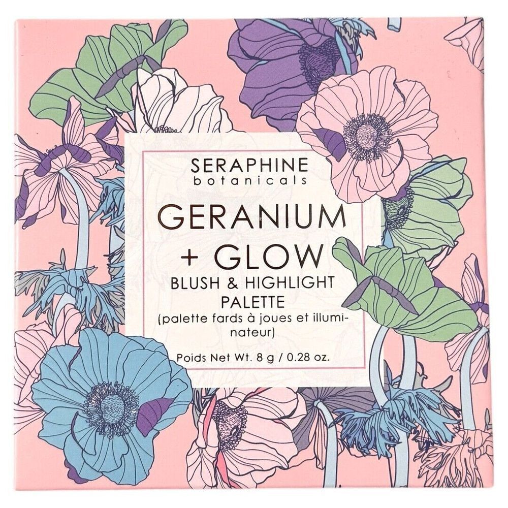 Seraphine Botanicals Geranium + Glow Blush & Highlight Palette‎ 8g / 0.28 oz NEW